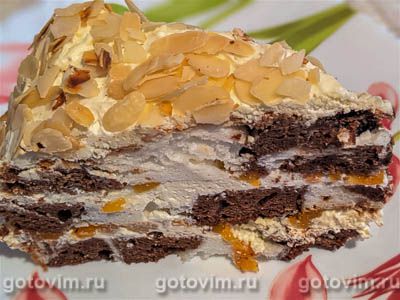 Мраморный торт с кремом из маскарпоне с йогуртом. Фото-рецепт