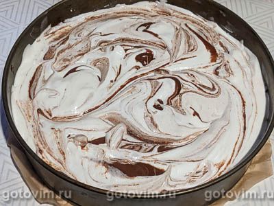 Мраморный торт с кремом из маскарпоне с йогуртом, Шаг 03