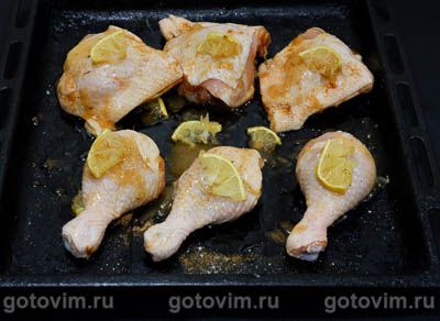 Пряные куриные окорочка, запечённые с мёдом и лимоном, Шаг 04