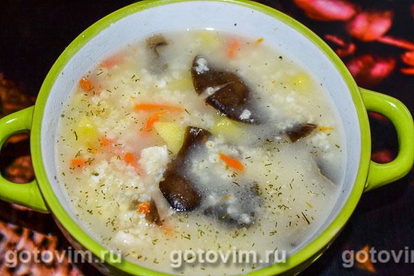 Куриный суп с плавленым сыром и пшеном. Фотография рецепта