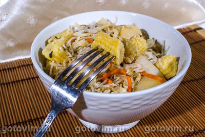Рисовая лапша с овощами и яйцом. Фото-рецепт