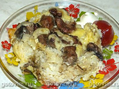 Рисовая запеканка с грибами и мясом индейки. Фото-рецепт