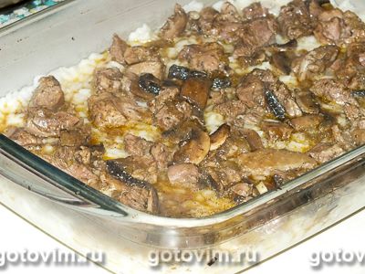 Рисовая запеканка с грибами и мясом индейки, Шаг 06