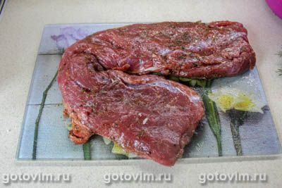 Мясной рулет из говядины с зеленью и чесноком в духовке, Шаг 01