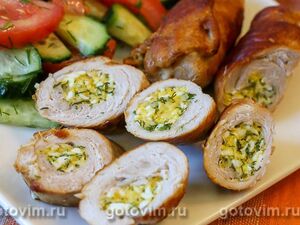 Рулетики из свинины с сыром, яйцом и зеленью