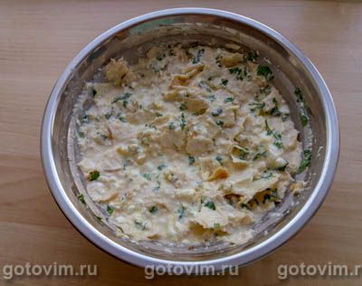 Рваный пирог из лаваша с сыром, творогом и зеленью, Шаг 06