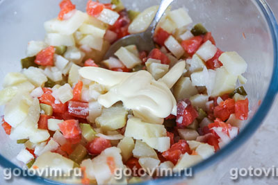 Салат из слабосоленой семги с овощами, Шаг 04