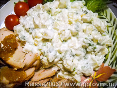Салат картофельный с зелёным луком и сметаной. Фото-рецепт