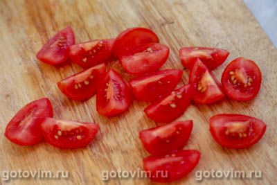 Салат из мидий с помидорами черри и рукколой, Шаг 03