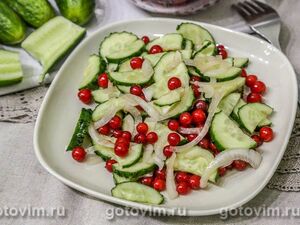 Салат из свежих огурцов с красной смородиной