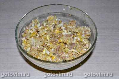 Салат из печени налима с рисом и яйцом, Шаг 06