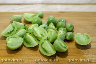 Салат из зеленых помидоров с кабачками на зиму, Шаг 03