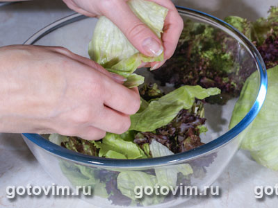 Зеленый салат с беконом, Шаг 01