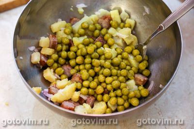 Картофельный салат с жареными колбасками , Шаг 05