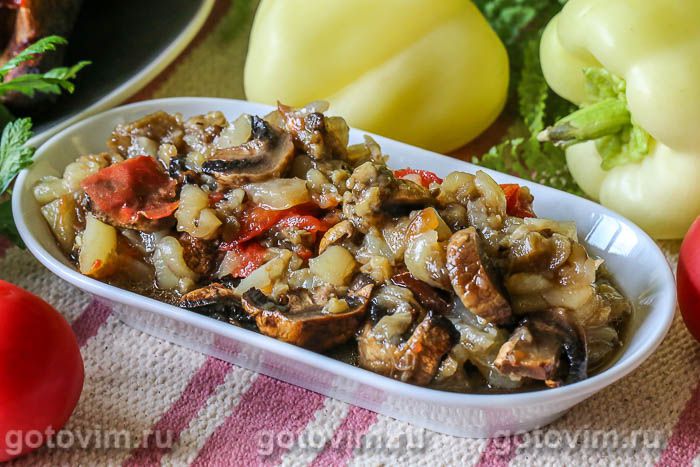 Тёплый салат из баклажанов и кабачков рецепт с фото
