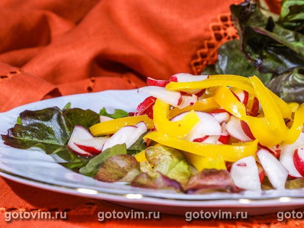 Овощной салат с французской заправкой. Фотография рецепта