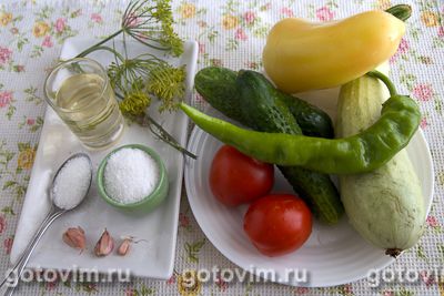 Салат из огурцов и помидоров на зиму «Слойка» , Шаг 01