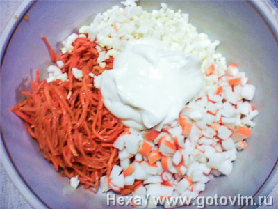 Салат из крабовых палочек и корейской морковки, Шаг 03