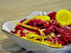 Салат из свеклы с сыром и фасолью 