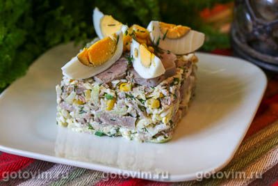 Салат из зеленой редьки с вареным языком. Фото-рецепт