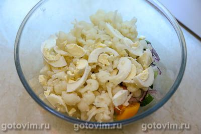 Салат из цветной капусты с сыром моцарелла, Шаг 05