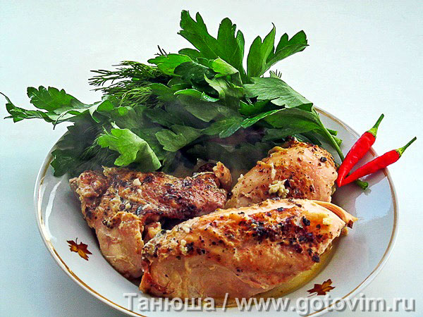 Шкмерули (чкмерули) - курица в молоке по-грузински. Фотография рецепта