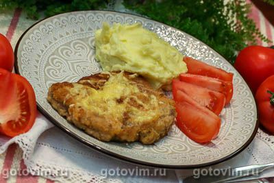 Шницель из свинины по-старобаварски с горчицей, хреном и сыром. Фото-рецепт
