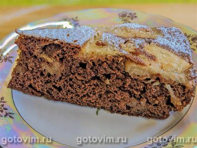 Шоколадно-медовый пирог с грушами. Фото-рецепт