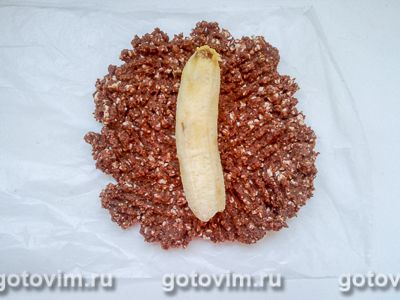 Шоколадно-творожная колбаска с бананом, Шаг 06
