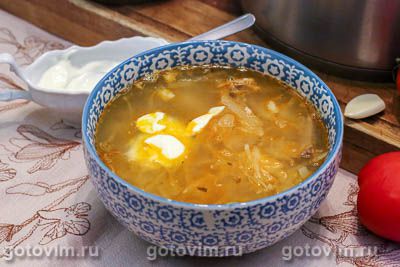 Щи из кислой капусты (без картошки, но с мукой)