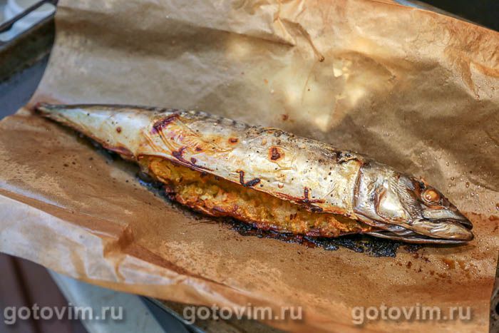 Фаршированная тыквой скумбрия, запеченная в пергаменте, Шаг 06