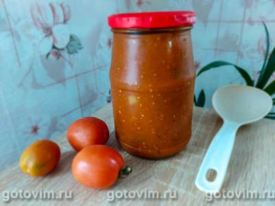 Фотография рецепта Сладкий томатный соус с болгарским перцем на зиму