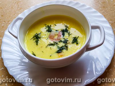 Фотография рецепта Сырный суп с креветками