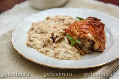 Куриные окорочка в духовке с грибным соусом с сыром. Фото-рецепт