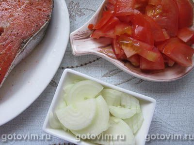 Стейк семги в фольге (с помидорами и сыром), Шаг 02