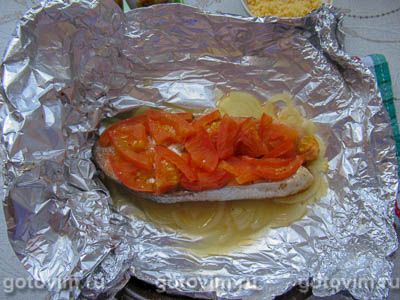 Стейк семги в фольге (с помидорами и сыром), Шаг 07