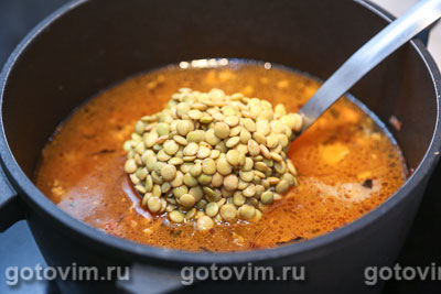 Суп из зеленой чечевицы с беконом, Шаг 03