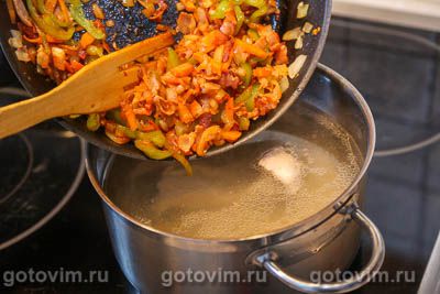 Мясной суп с фасолью и жареным беконом, Шаг 07