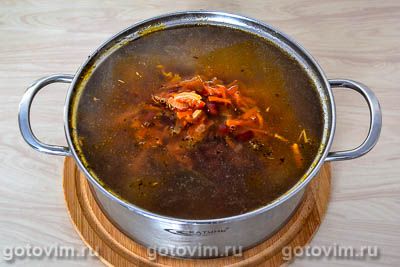 Фасолевый суп с квашеной капустой и мясом, Шаг 08