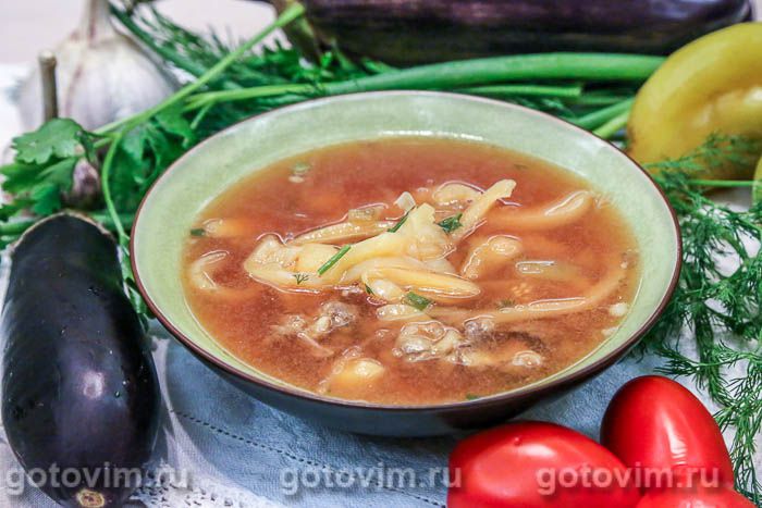 Суп из баклажанов со свеклой. Фотография рецепта