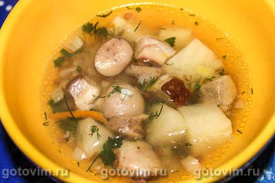 Суп гречневый с маслятами и белыми грибами. Фото-рецепт