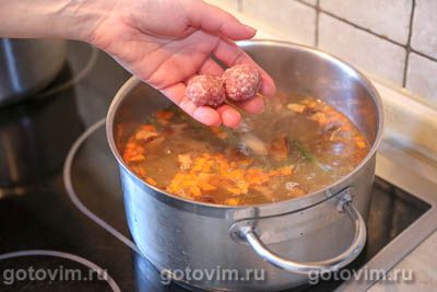 Грибной суп с фрикадельками и лапшой для лагмана, Шаг 07