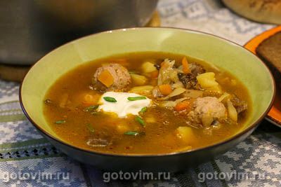 Грибные щи с фрикадельками