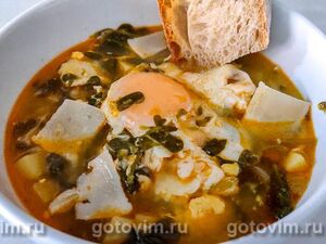 Португальский суп из портулака с яйцом