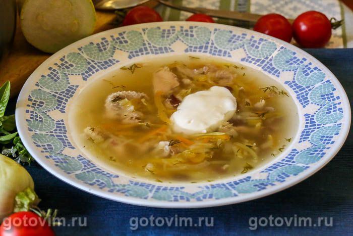 Куриный суп с кабачками и фасолью . Фотография рецепта