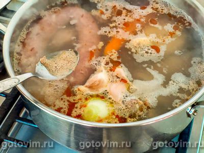 Канжа - португальский куриный суп с рисом и колбасой чоризо, Шаг 03