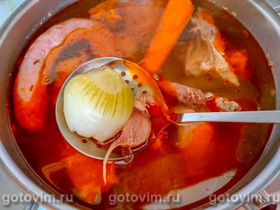 Канжа - португальский куриный суп с рисом и колбасой чоризо, Шаг 04