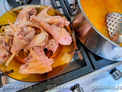 Канжа - португальский куриный суп с рисом и колбасой чоризо, Шаг 08