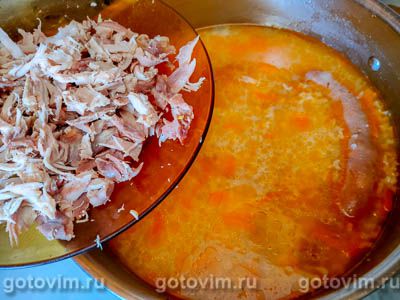 Канжа - португальский куриный суп с рисом и колбасой чоризо, Шаг 09