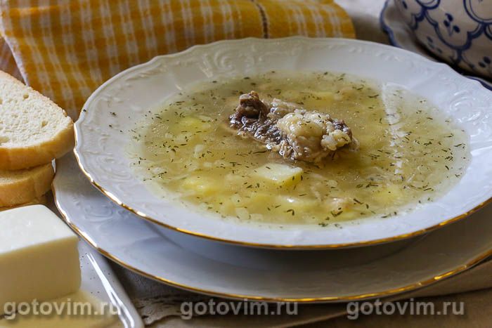 Суп из говядины с картофелем и брынзой. Фотография рецепта